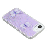 EIDERWOOD iPhone 17e / 16e Fleksibelt Plastik Mobil Cover m. Sommerfugle - Gennemsigtig / Lilla