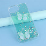 EIDERWOOD iPhone 17e / 16e Fleksibelt Plastik Mobil Cover m. Sommerfugle - Gennemsigtig / Grøn