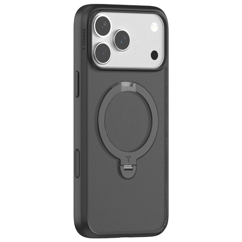 iPhone 17 Pro - TORRAS Ostand Spin Hybrid Cover m. Kickstand - MagSafe Kompatibel - Sort
