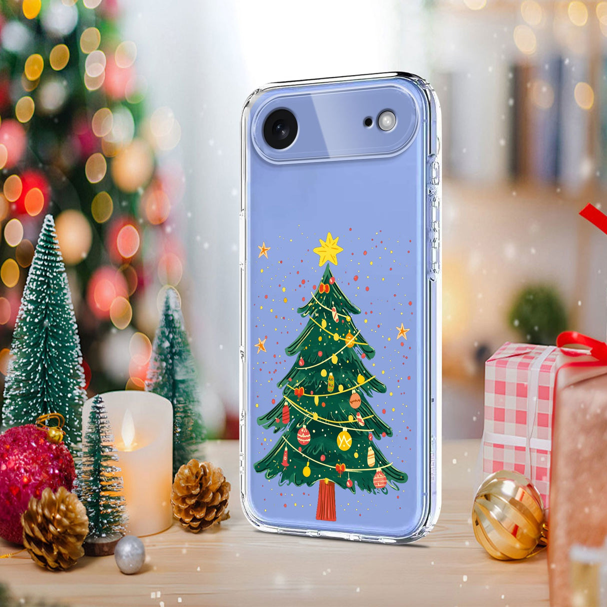 EIDERWOOD iPhone Air Fleksibelt Plast Jule Mobil Cover - Gennemsigtig / Juletræ