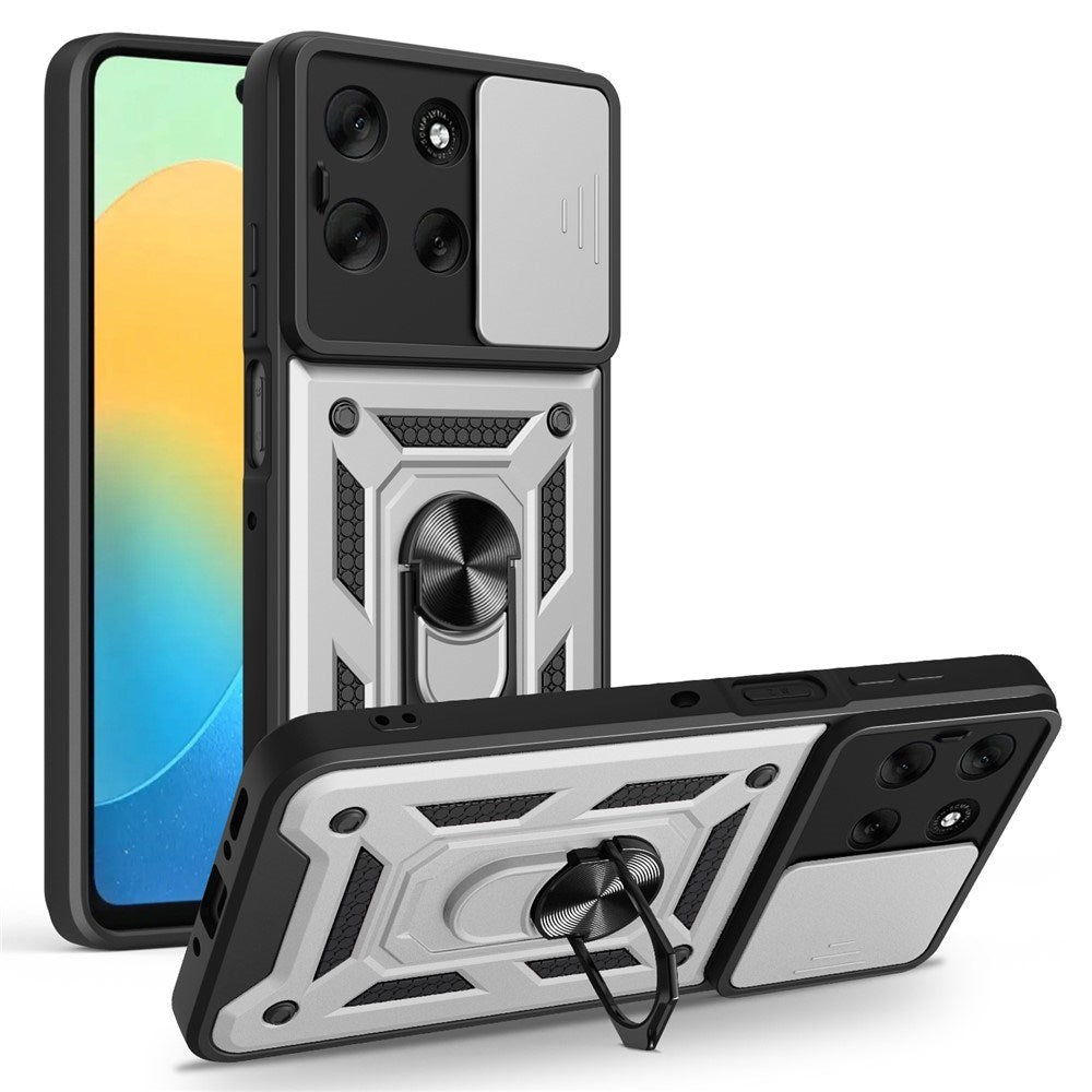 Motorola Moto G56 - EIDERWOOD Hybrid Håndværker Cover m. Kickstand & Cam Slider - Sølv