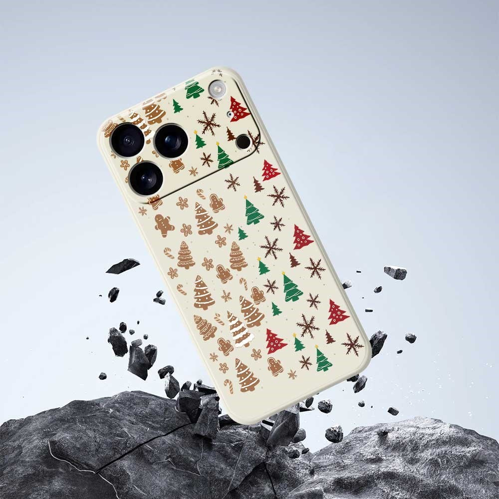 EIDERWOOD iPhone 17 Pro Jule Mobilcover - Fleksibelt Plastik - Kagemænd & Juletræer / Beige