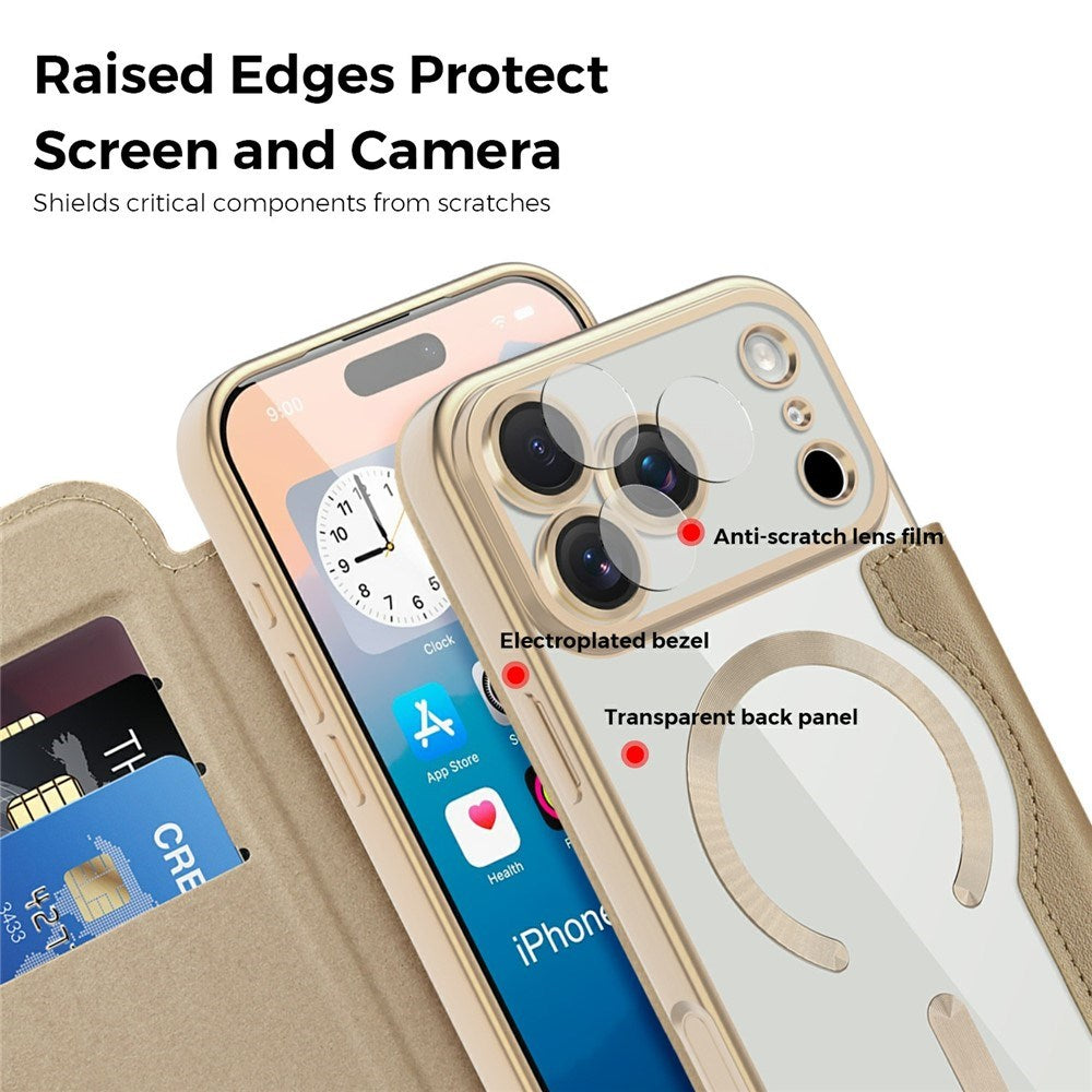 EIDERWOOD iPhone 17 Pro Flip Mobil Cover m. Gennemsigtig Bagside - MagSafe Kompatibel - Guld