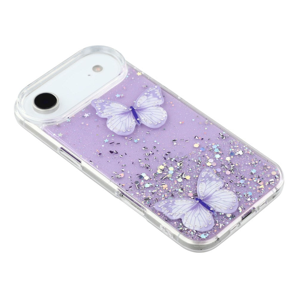 EIDERWOOD iPhone Air Fleksibelt Plastik Mobil Cover m. Sommerfugle - Gennemsigtig / Lilla