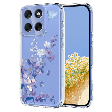 EIDERWOOD Motorola Moto G56 Fleksibelt Plastik Mobil Cover m. Blomstermotiv - Gennemsigtig / Violer