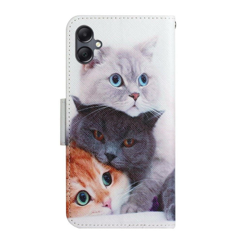 EIDERWOOD Samsung Galaxy A07 Imiteret Læder Flip Cover m. Pung & Rem - Katte