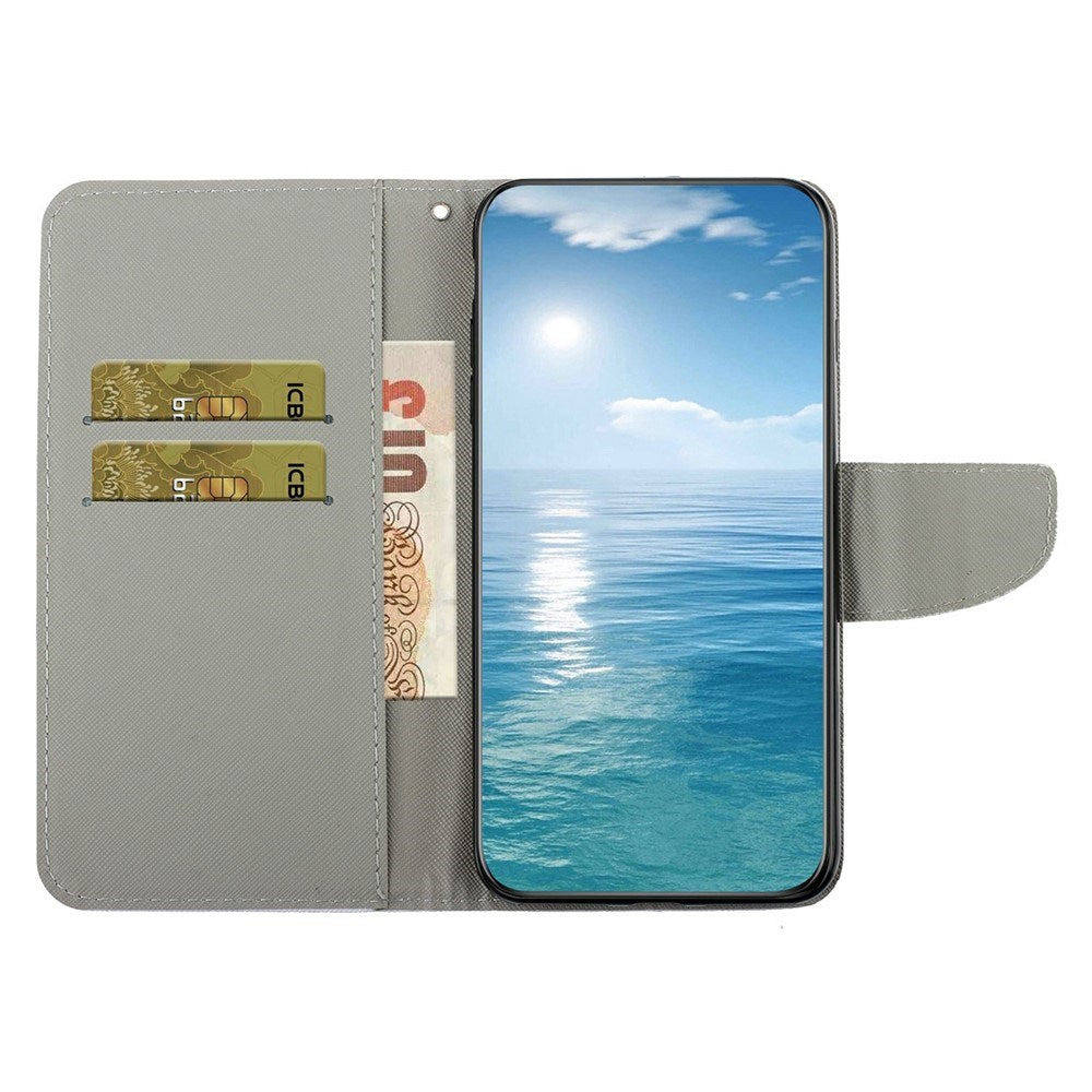 EIDERWOOD Samsung Galaxy A07 Imiteret Læder Flip Cover m. Pung & Rem - Sommerfugl