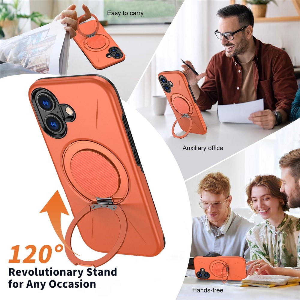 EIDERWOOD iPhone 17 Mobil Cover - Roterende Kickstand - MagSafe Kompatibel - Orange
