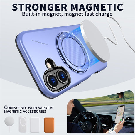 EIDERWOOD iPhone 17 Mobil Cover - Roterende Kickstand - MagSafe Kompatibel - Lilla