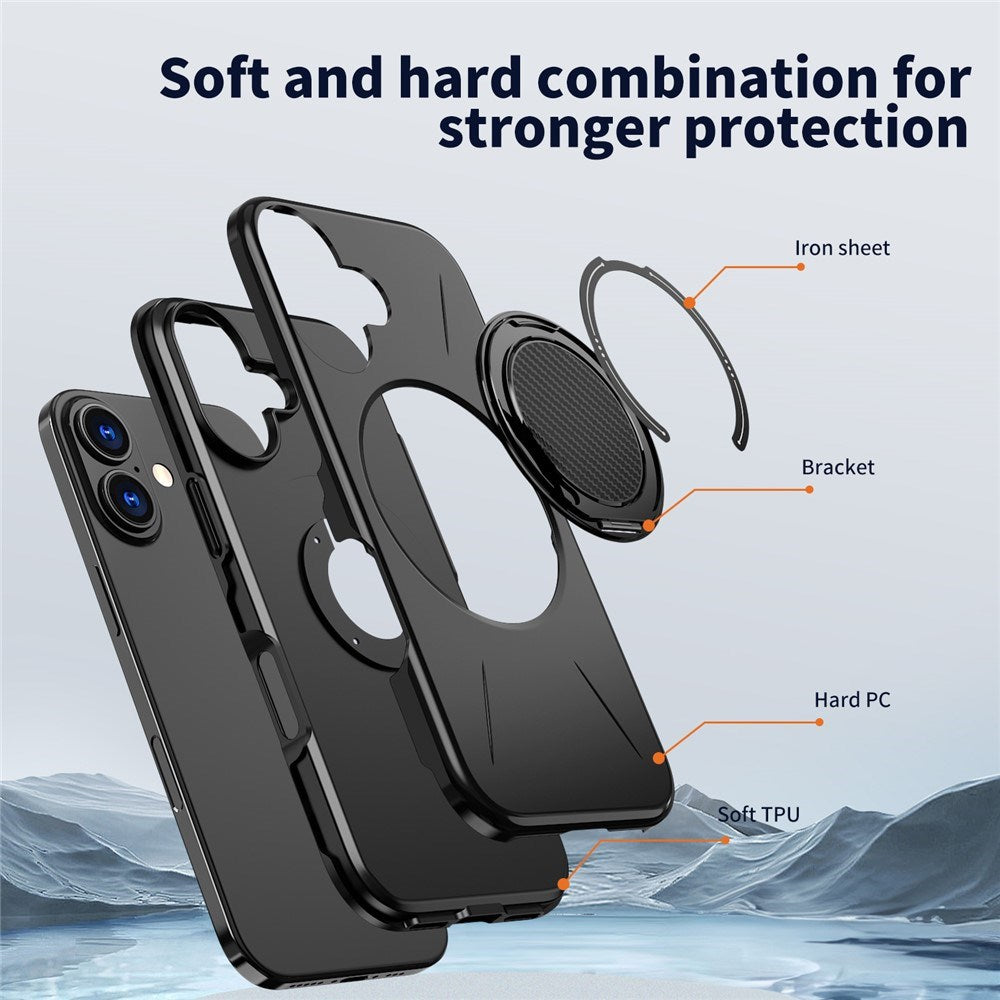 EIDERWOOD iPhone 17 Mobil Cover - Roterende Kickstand - MagSafe Kompatibel - Sort