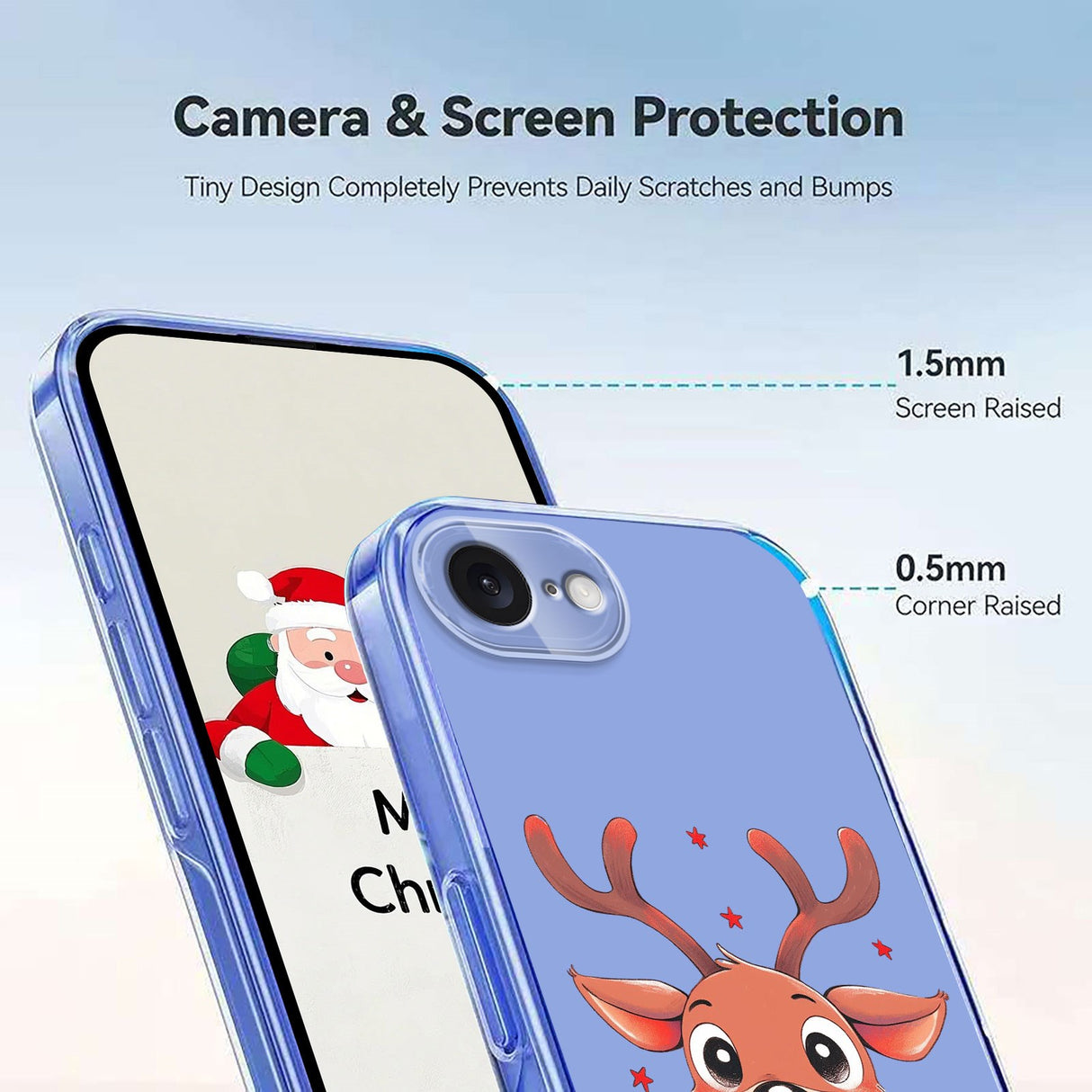 EIDERWOOD iPhone 17e / 16e Fleksibelt Plast Jule Mobil Cover - Gennemsigtig / Rensdyr