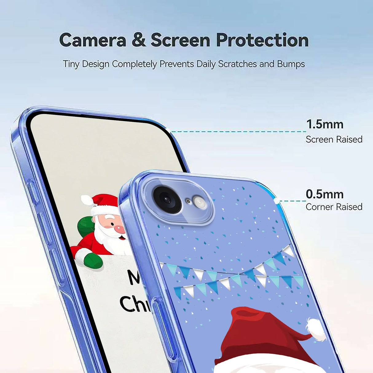 EIDERWOOD iPhone 16e Fleksibelt Plast Jule Mobil Cover - Gennemsigtig / Julemanden