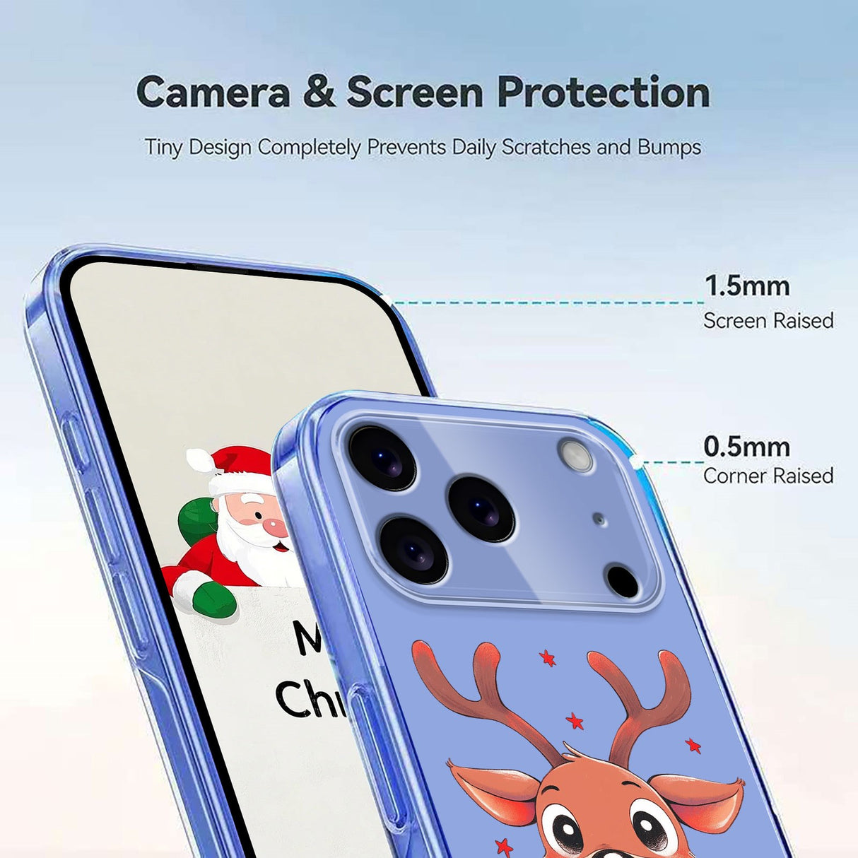 EIDERWOOD iPhone 17 Pro Fleksibelt Plast Jule Mobil Cover - Gennemsigtig / Rensdyr