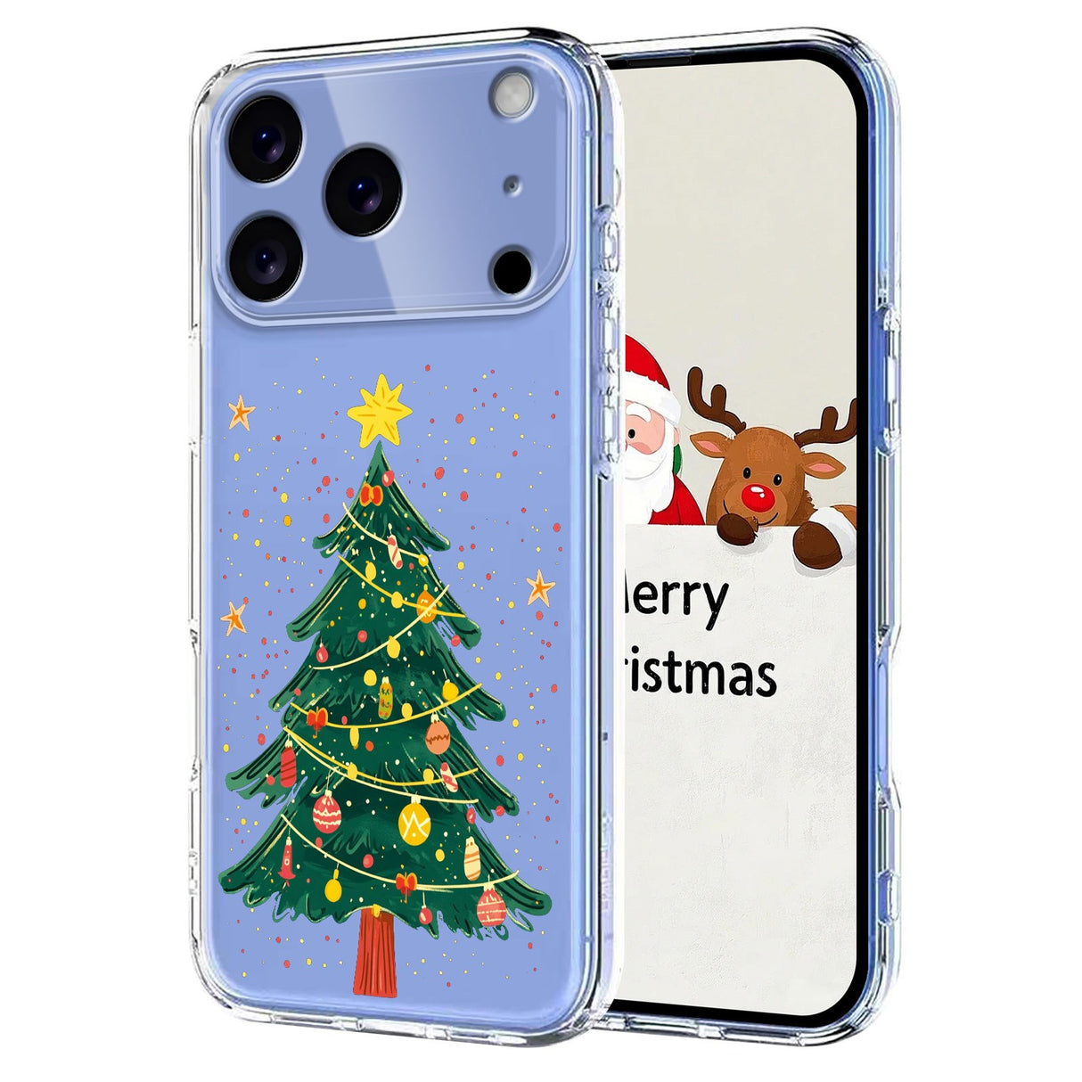 EIDERWOOD iPhone 17 Pro Fleksibelt Plast Jule Mobil Cover - Gennemsigtig / Juletræ