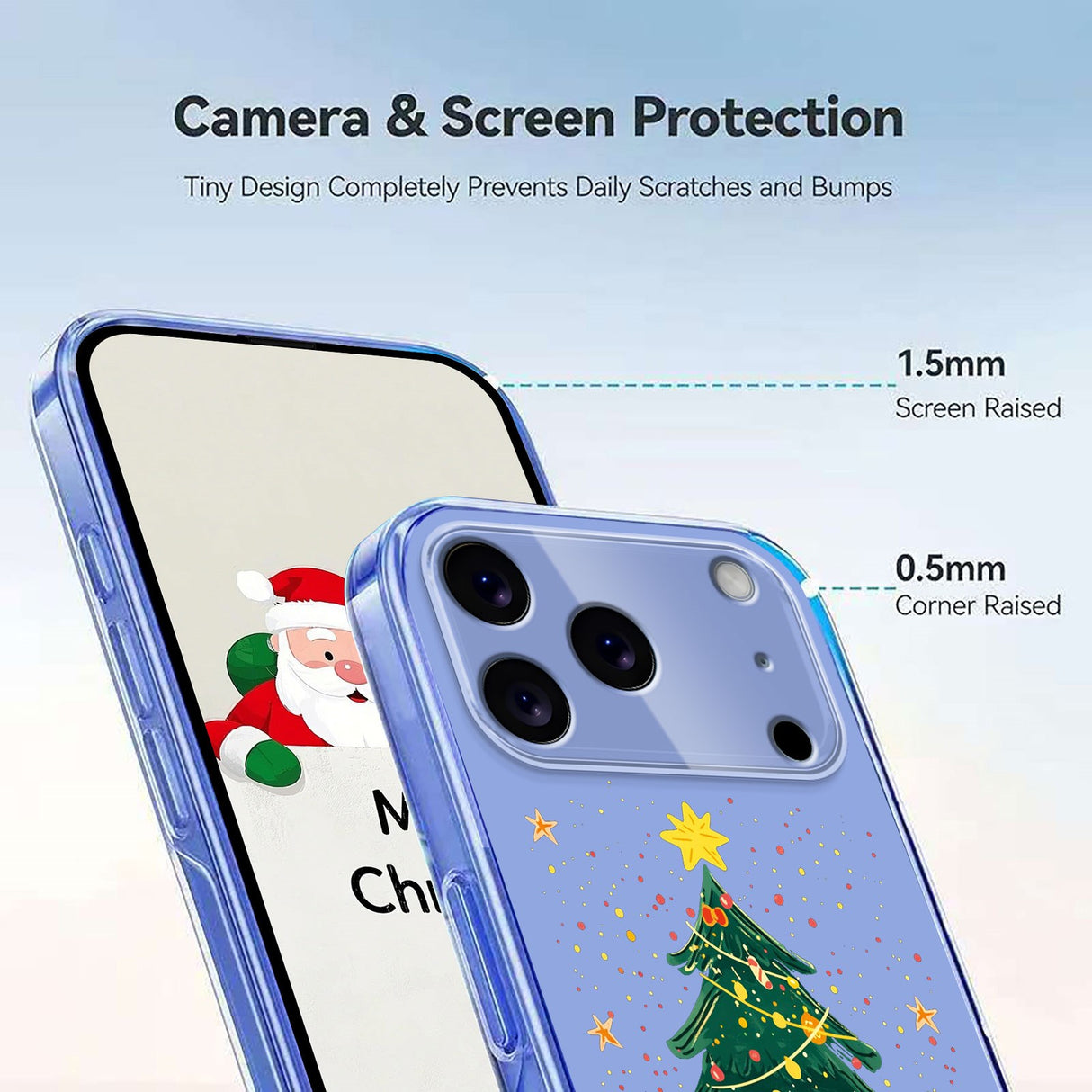 EIDERWOOD iPhone 17 Pro Fleksibelt Plast Jule Mobil Cover - Gennemsigtig / Juletræ