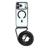 EIDERWOOD iPhone 17 Pro Max Fleksibelt Plastik Mobil Cover - inkl. Justerbar Strop - MagSafe Kompatibel - Gennemsigtig / Sort