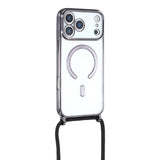 EIDERWOOD iPhone 17 Pro Fleksibelt Plastik Mobil Cover - inkl. Justerbar Strop - MagSafe Kompatibel - Gennemsigtig / Sort