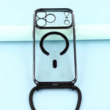 EIDERWOOD iPhone 17 Pro Fleksibelt Plastik Mobil Cover - inkl. Justerbar Strop - MagSafe Kompatibel - Gennemsigtig / Sort