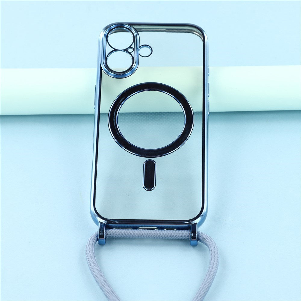 EIDERWOOD iPhone 17 Fleksibelt Plastik Mobil Cover - inkl. Justerbar Strop - MagSafe Kompatibel - Gennemsigtig / Blå