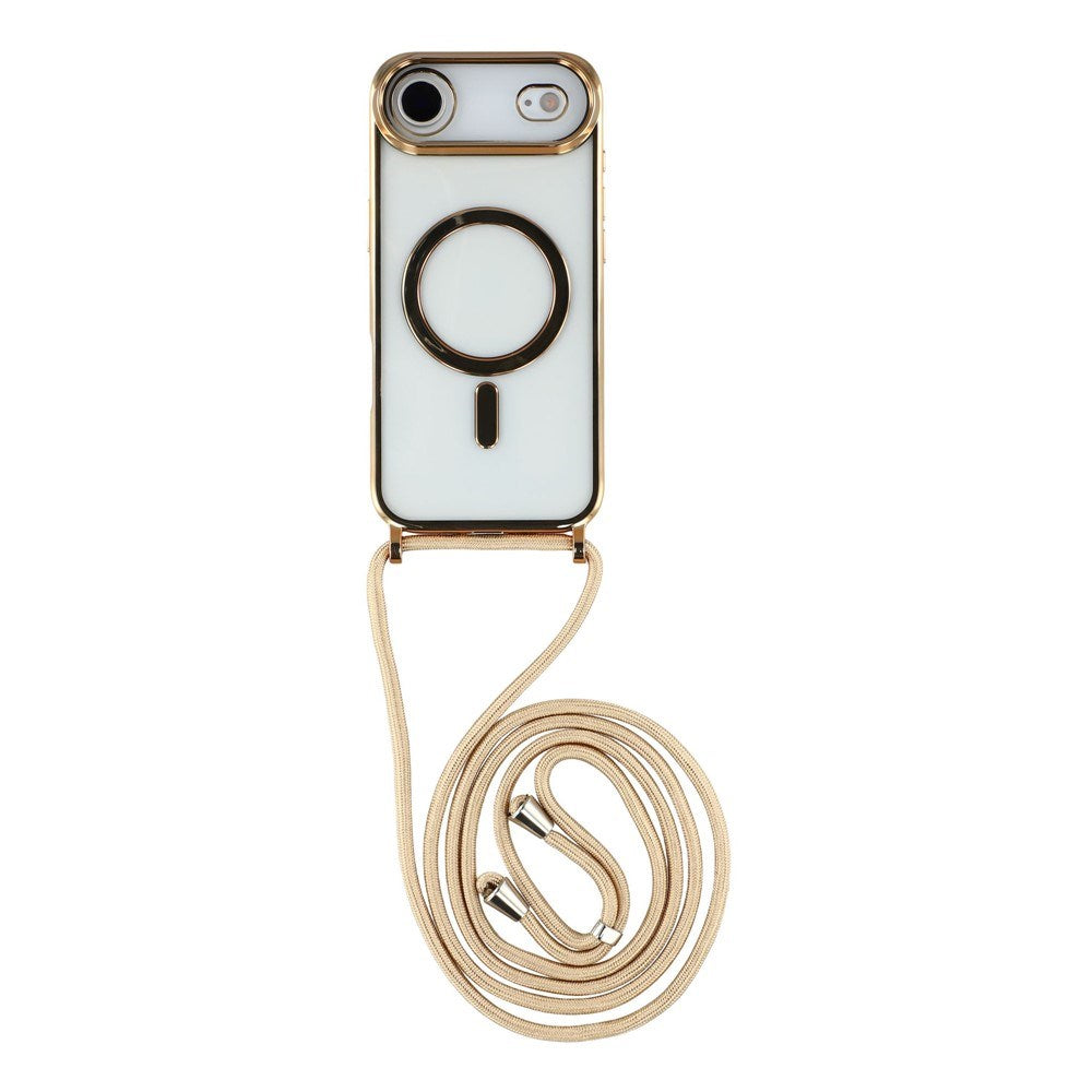 EIDERWOOD iPhone Air Fleksibelt Plastik Mobil Cover - inkl. Justerbar Strop - MagSafe Kompatibel - Gennemsigtig / Guld