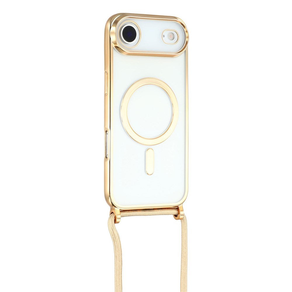 EIDERWOOD iPhone Air Fleksibelt Plastik Mobil Cover - inkl. Justerbar Strop - MagSafe Kompatibel - Gennemsigtig / Guld