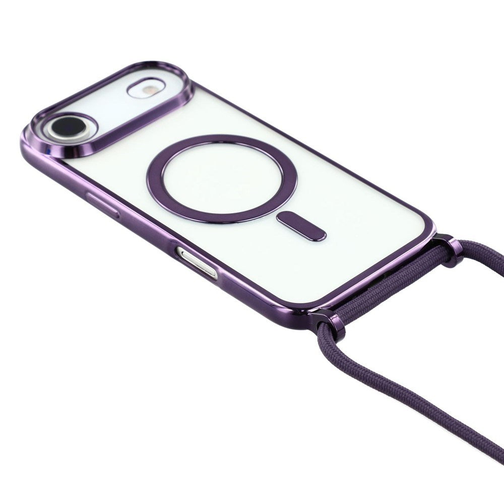 EIDERWOOD iPhone Air Fleksibelt Plastik Mobil Cover - inkl. Justerbar Strop - MagSafe Kompatibel - Gennemsigtig / Lilla