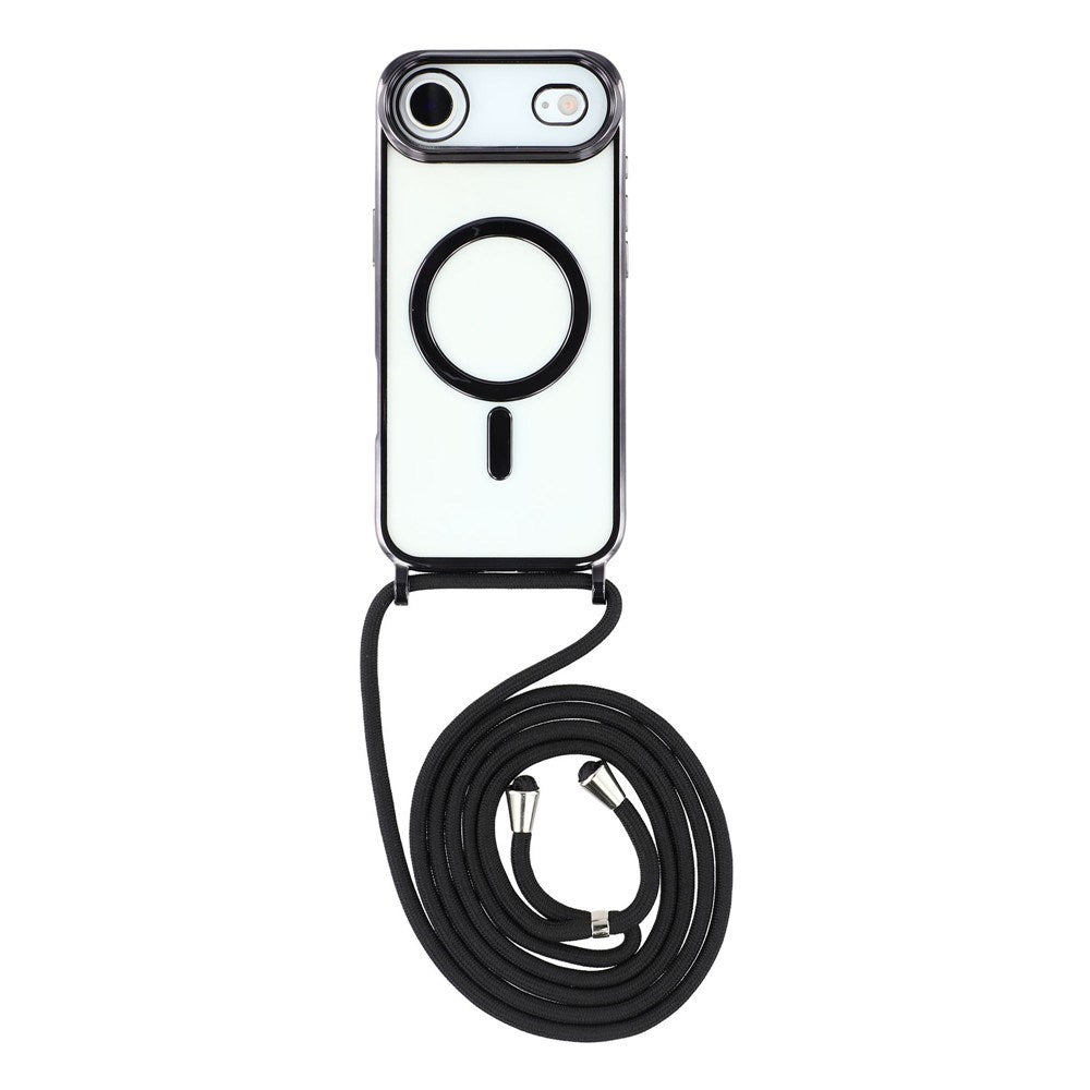 EIDERWOOD iPhone Air Fleksibelt Plastik Mobil Cover - inkl. Justerbar Strop - MagSafe Kompatibel - Gennemsigtig / Sort