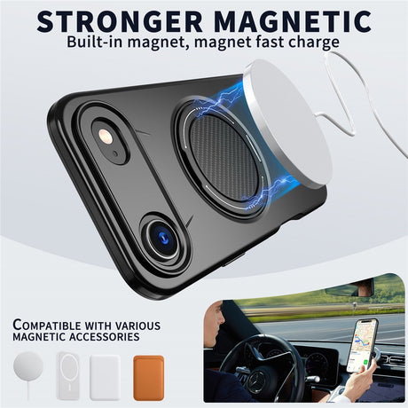 EIDERWOOD iPhone Air Mobil Cover - Roterende Kickstand - MagSafe Kompatibel - Sort