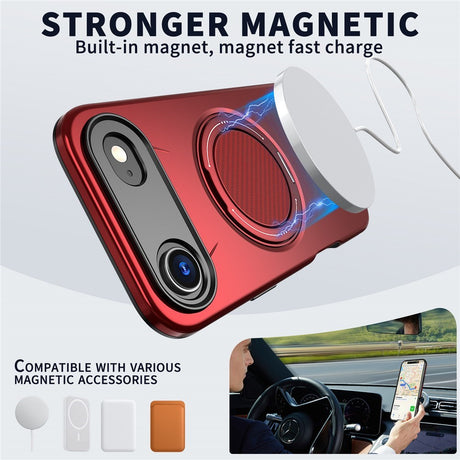 EIDERWOOD iPhone Air Mobil Cover - Roterende Kickstand - MagSafe Kompatibel - Rød