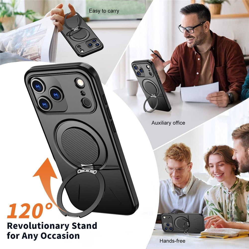 EIDERWOOD iPhone 17 Pro Mobil Cover - Roterende Kickstand - MagSafe Kompatibel - Sort