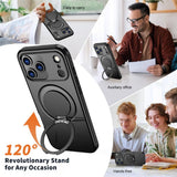 EIDERWOOD iPhone 17 Pro Mobil Cover - Roterende Kickstand - MagSafe Kompatibel - Sort