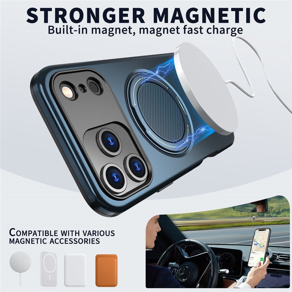 EIDERWOOD iPhone 17 Pro Mobil Cover - Roterende Kickstand - MagSafe Kompatibel - Blå