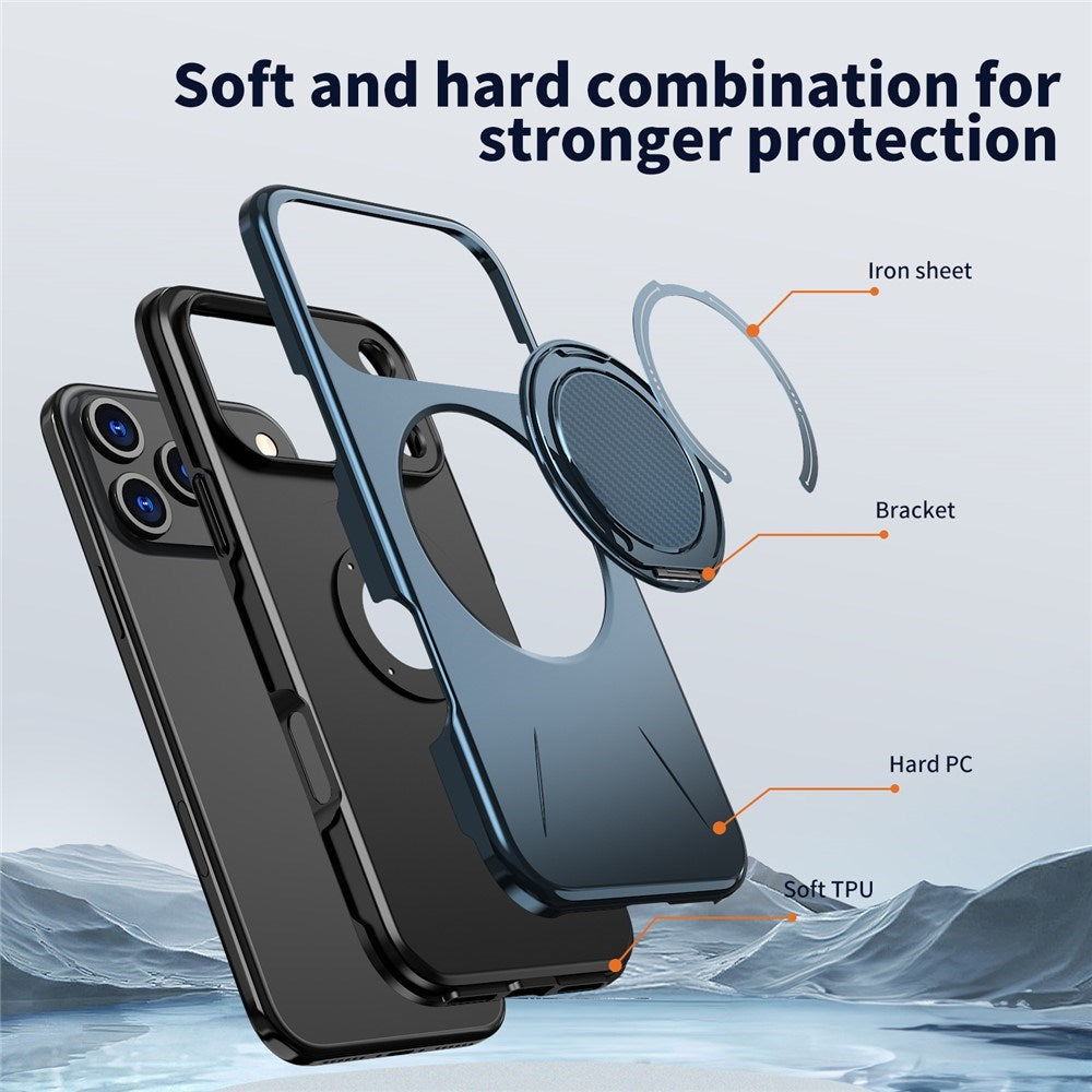 EIDERWOOD iPhone 17 Pro Mobil Cover - Roterende Kickstand - MagSafe Kompatibel - Blå
