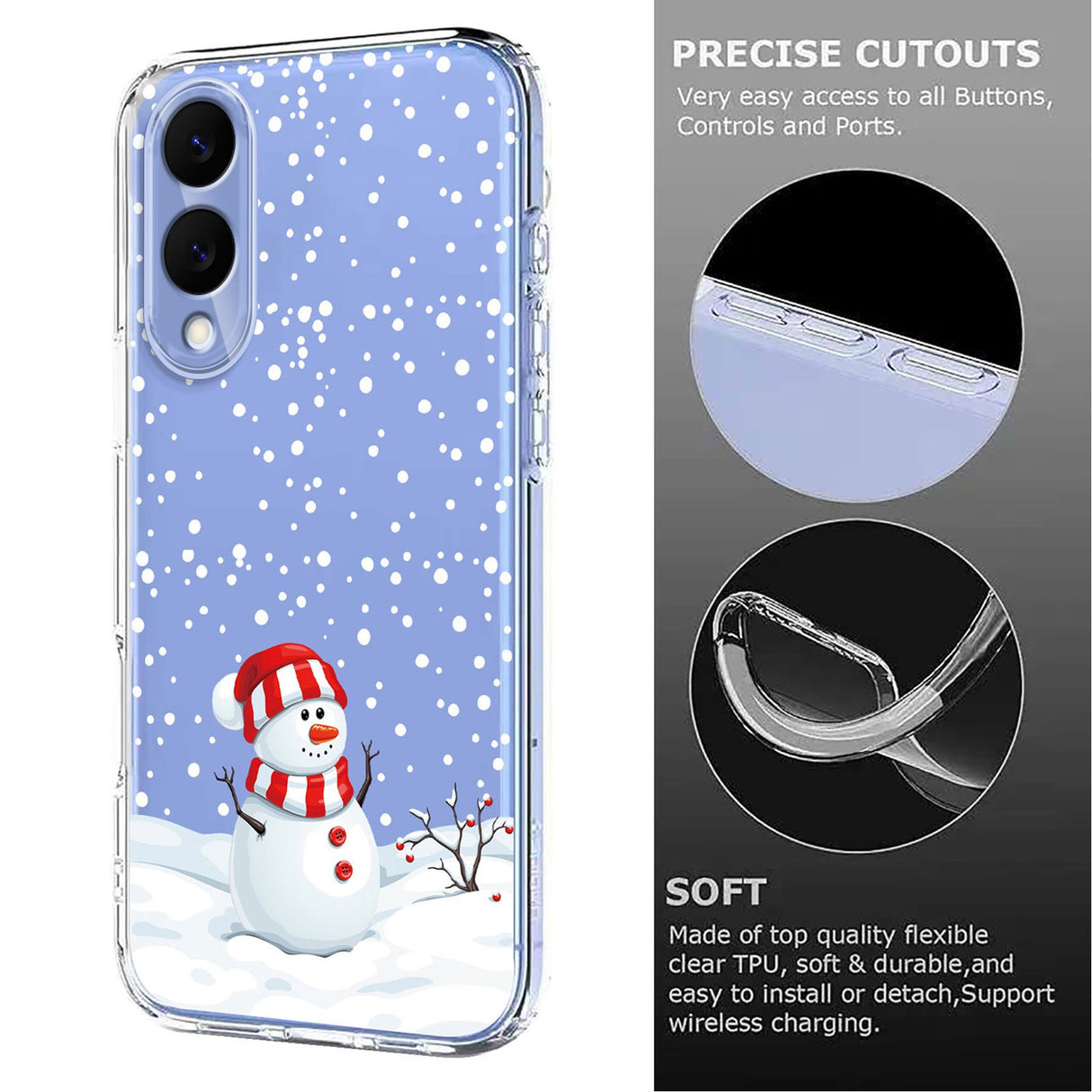 EIDERWOOD Samsung Galaxy S25 Edge Fleksibelt Plast Jule Mobil Cover - Gennemsigtig / Snemand