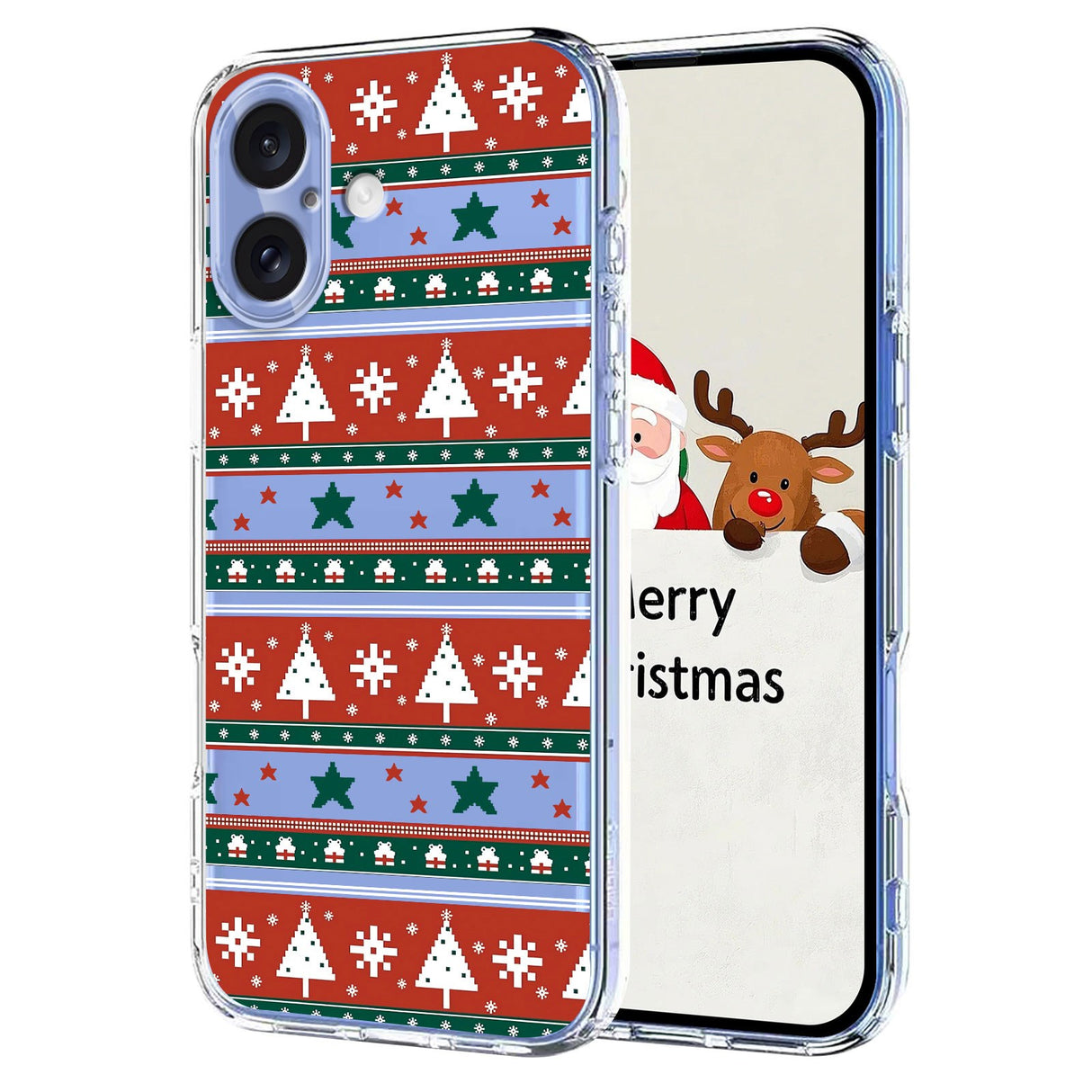 EIDERWOOD iPhone 16 Fleksibelt Plast Jule Mobil Cover - Gennemsigtig / Mønster