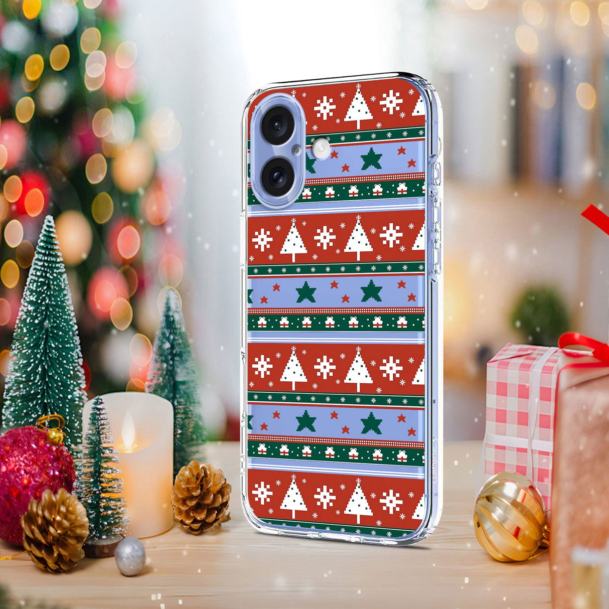 EIDERWOOD iPhone 16 Fleksibelt Plast Jule Mobil Cover - Gennemsigtig / Mønster