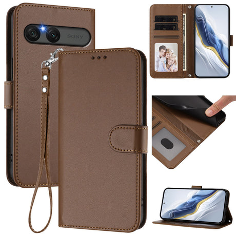 Sony Xperia 10 VII - EIDERWOOD Kunstlæder Flip Cover - Kortholder & Strop - Brun