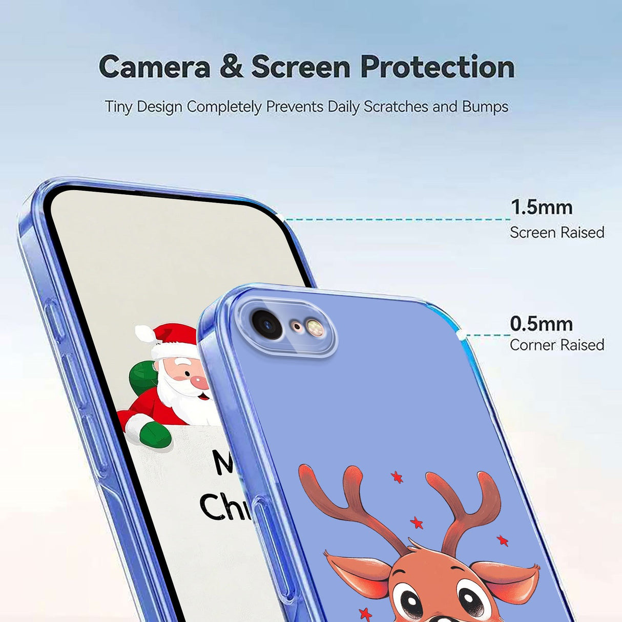 EIDERWOOD iPhone SE (2022 / 2020) / 8 / 7 Fleksibelt Plast Jule Mobil Cover - Gennemsigtig / Rensdyr