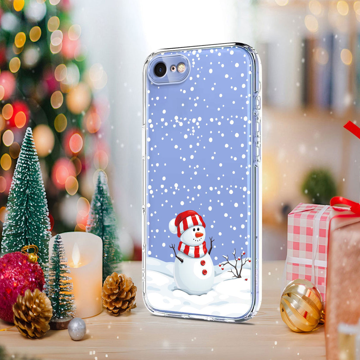 EIDERWOOD iPhone SE (2022 / 2020) / 8 / 7 Fleksibelt Plast Jule Mobil Cover - Gennemsigtig / Snemand