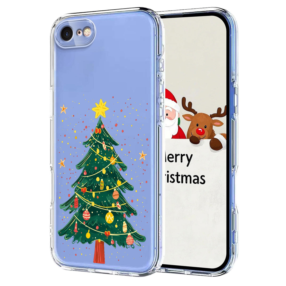 EIDERWOOD iPhone SE (2022 / 2020) / 8 / 7 Fleksibelt Plast Jule Mobil Cover - Gennemsigtig / Juletræ
