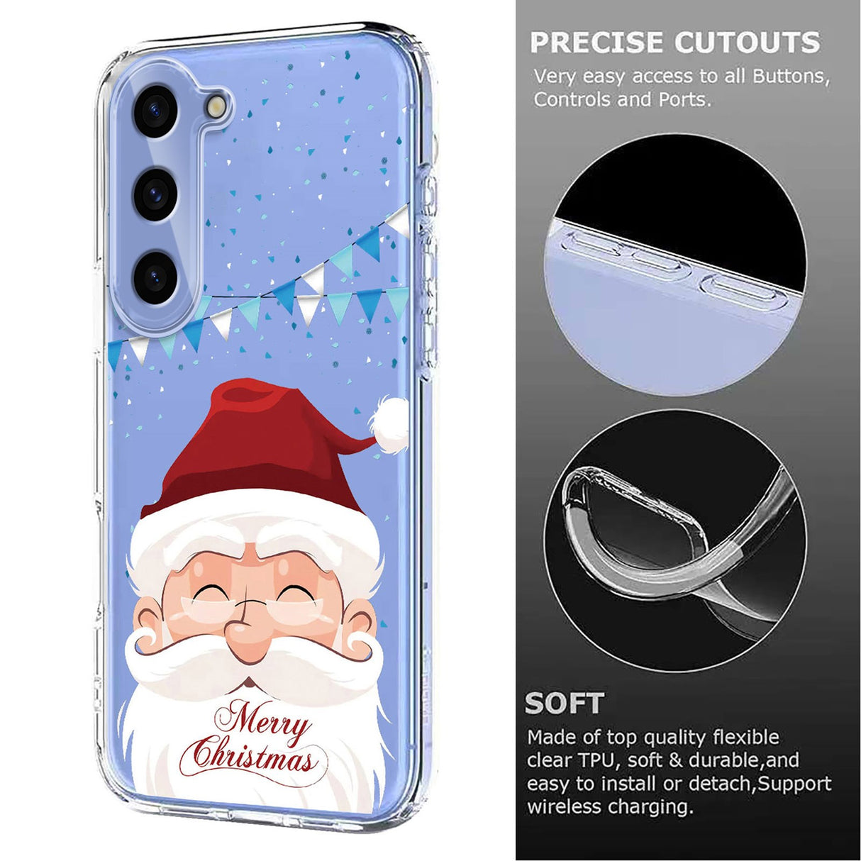 EIDERWOOD Samsung Galaxy S25+ (Plus) / S24+ (Plus) Fleksibelt Plast Jule Mobil Cover - Gennemsigtig / Julemanden