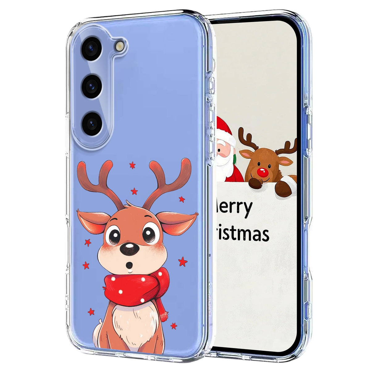 EIDERWOOD Samsung Galaxy S23 FE Fleksibelt Plast Jule Mobil Cover - Gennemsigtig / Rensdyr