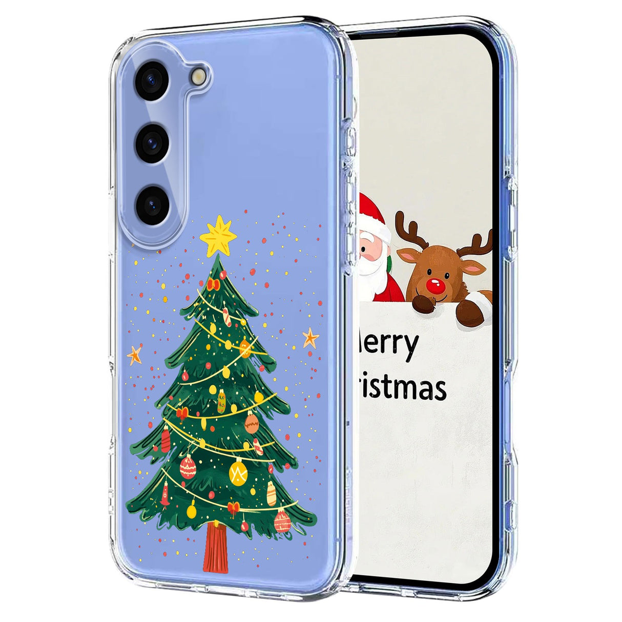 EIDERWOOD Samsung Galaxy S23 Fleksibelt Plast Jule Mobil Cover - Gennemsigtig / Juletræ