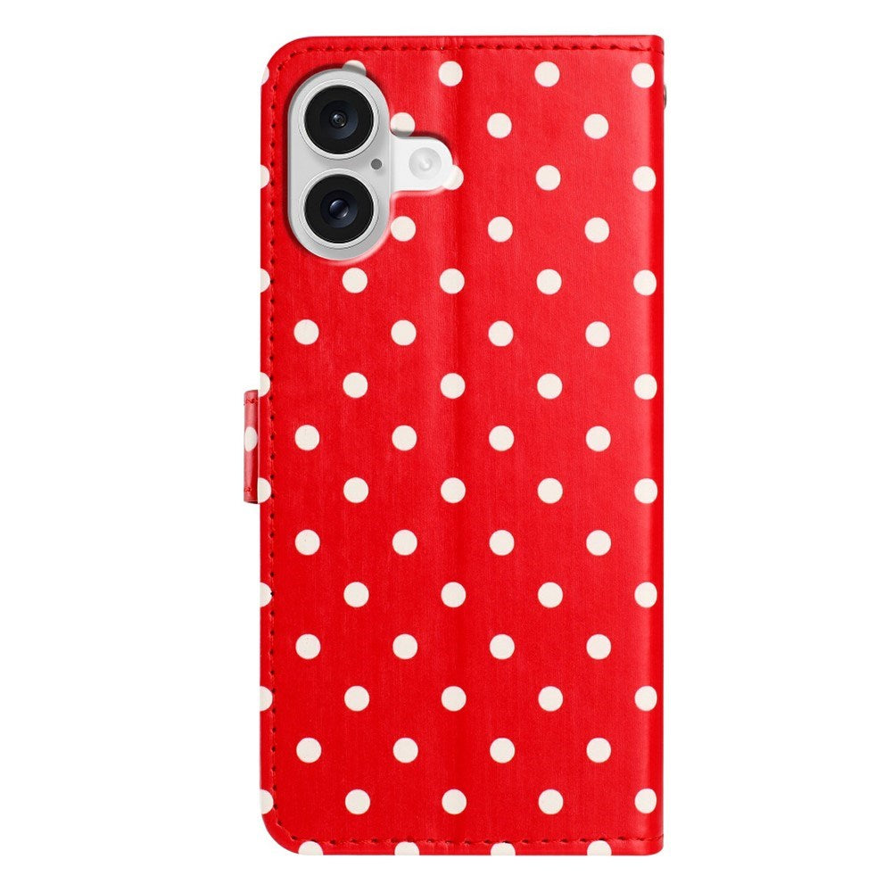 EIDERWOOD iPhone 17 Kunstlæder Flip Mobil Cover m. Polka Design - Rød
