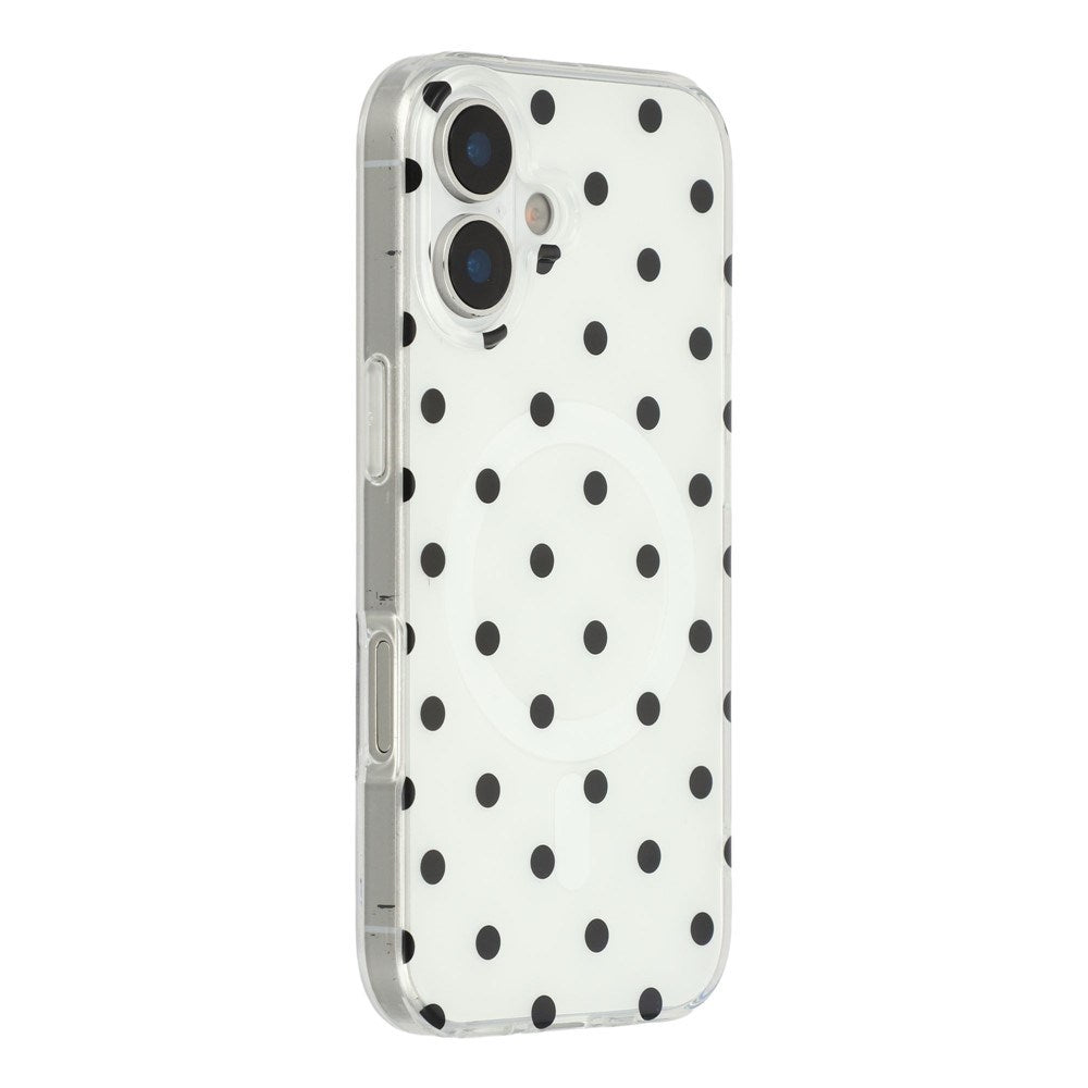 EIDERWOOD iPhone 17 Hybrid Mobil Cover m. Polka Design - MagSafe Kompatibel - Gennemsigtig / Sort