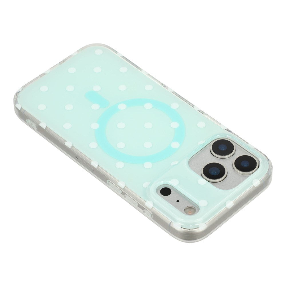 EIDERWOOD iPhone 17 Pro Max Hybrid Mobil Cover m. Polka Design - MagSafe Kompatibel - Gennemsigtig / Turkis