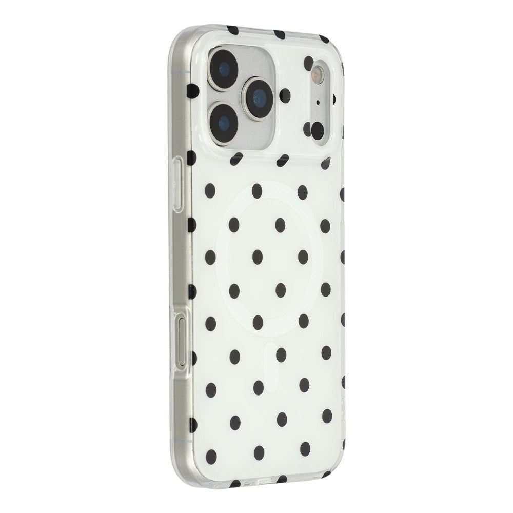 EIDERWOOD iPhone 17 Pro Max Hybrid Mobil Cover m. Polka Design - MagSafe Kompatibel - Gennemsigtig / Sort