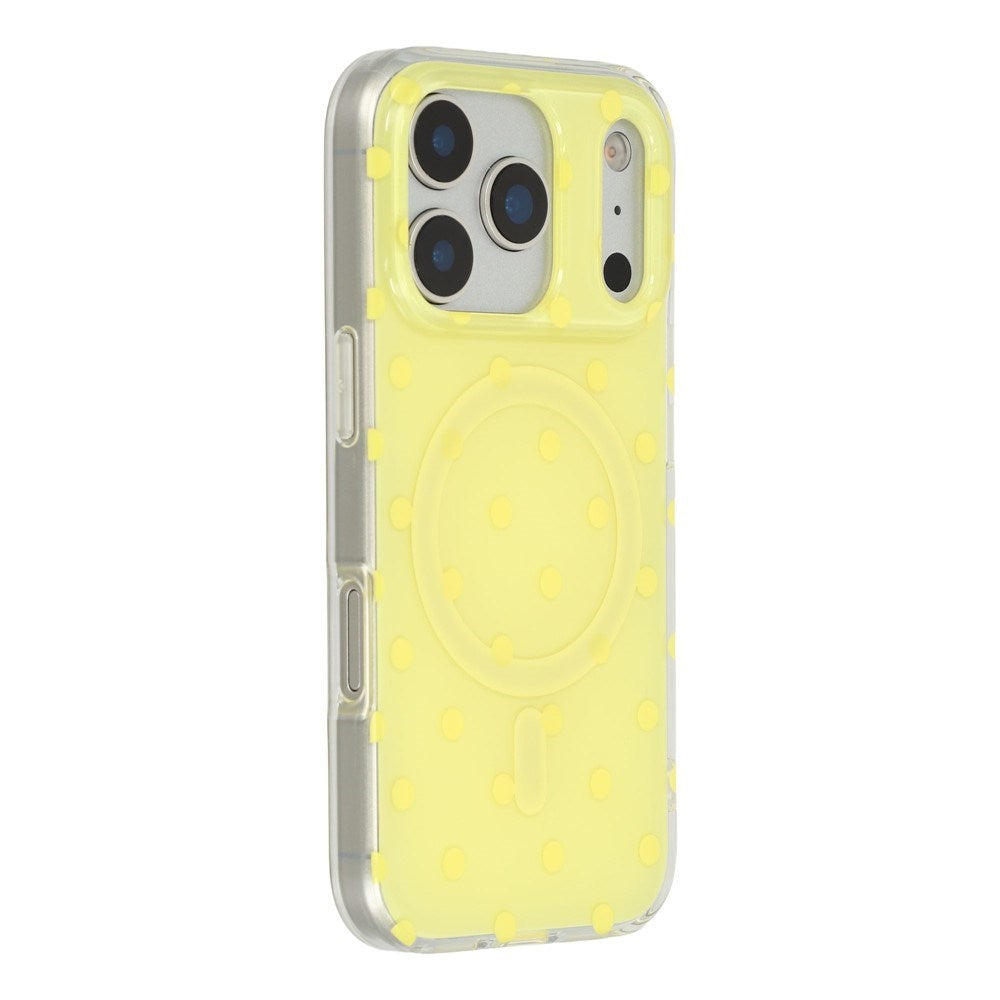 EIDERWOOD iPhone 17 Pro Max Hybrid Mobil Cover m. Polka Design - MagSafe Kompatibel - Gennemsigtig / Gul
