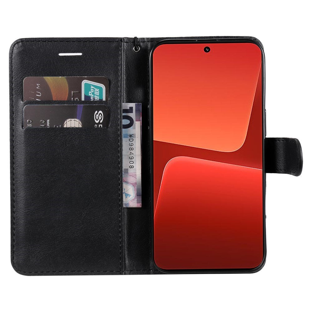 Xiaomi 13 - EIDERWOOD Kunstlæder Flip Cover m. Strop - Sort