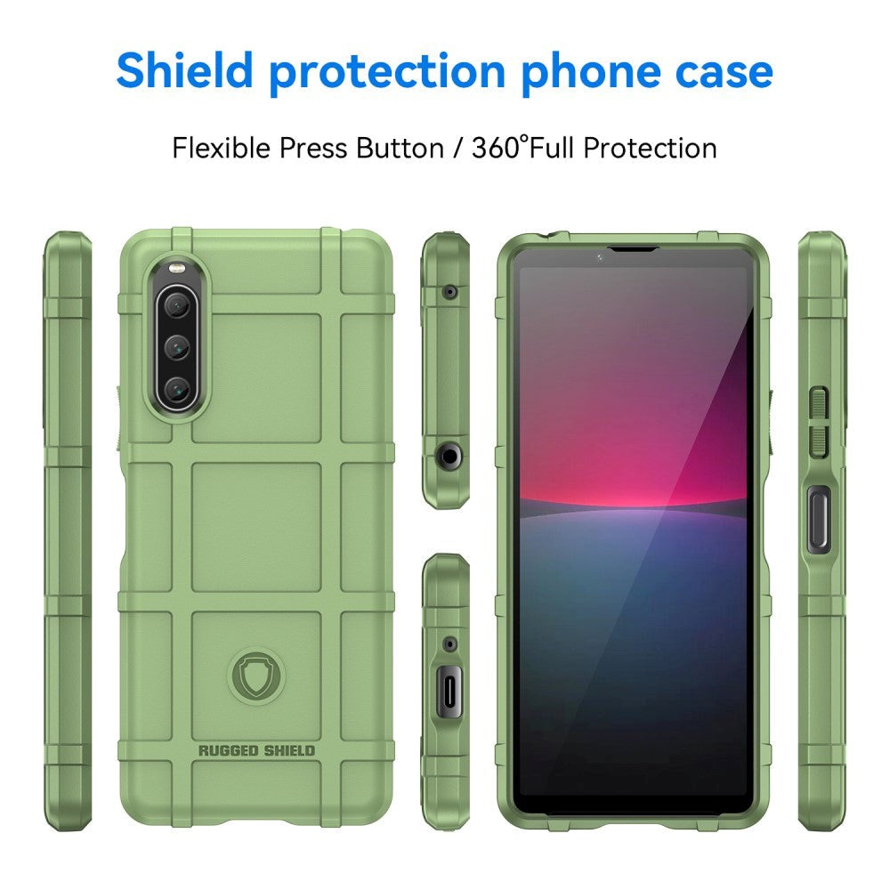 Sony Xperia 10 V Rugged Shield Series Håndværker Mobil Cover - Grøn